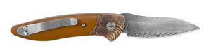 Glory Folder Semi-Custom #104- Vintage Paper Micarta & Hugin Damasteel